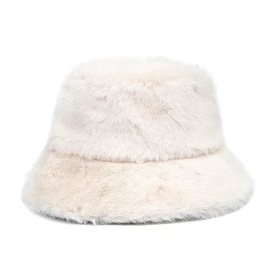 Snow White Fur Bucket Hat