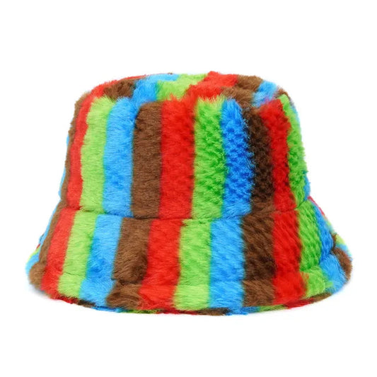 70s vibe Fur Bucket Hat