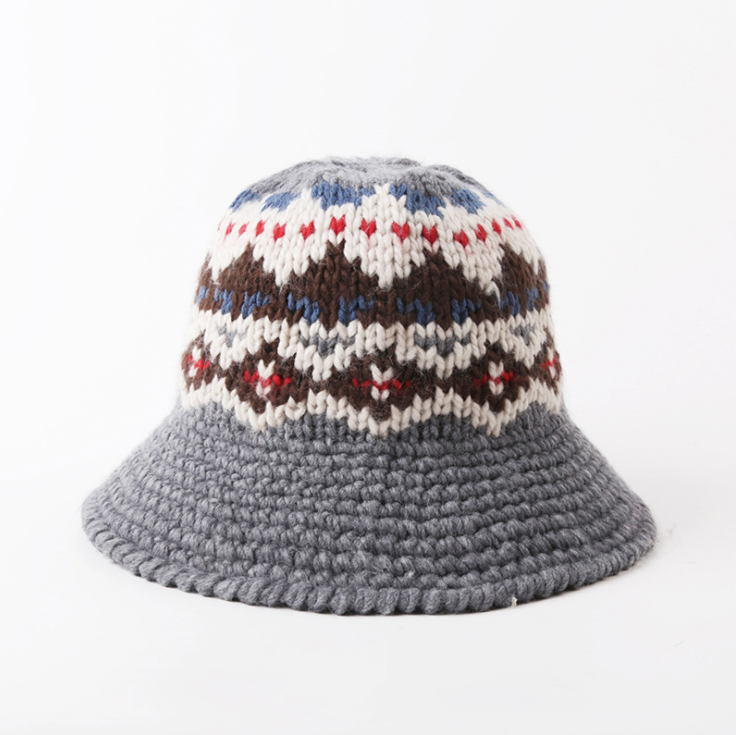 Dark Grey Knitting Harajuku Bucket Hat