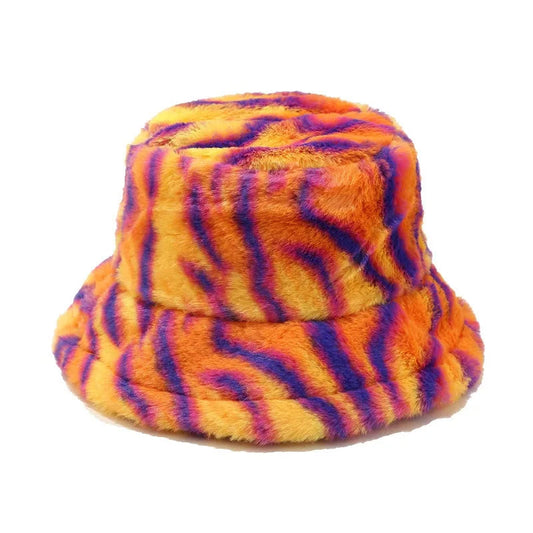 Exotic Purpled Stripe Tiger Bucket Hat