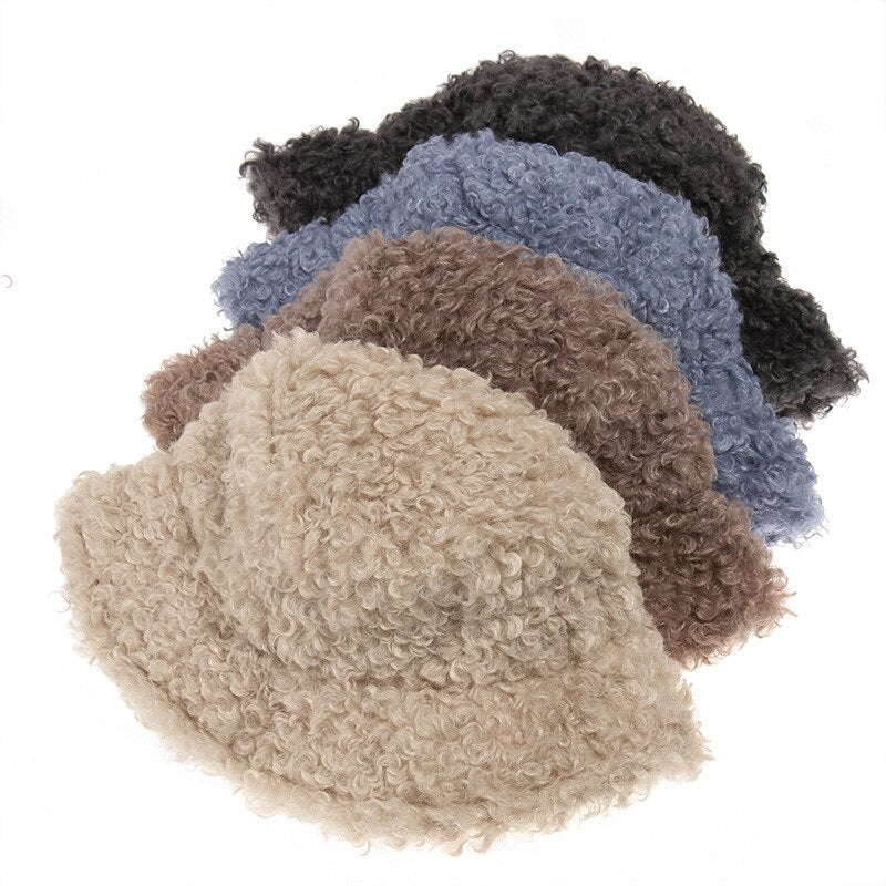 Carbon Fuzzy Faux Fur Bucket Hat